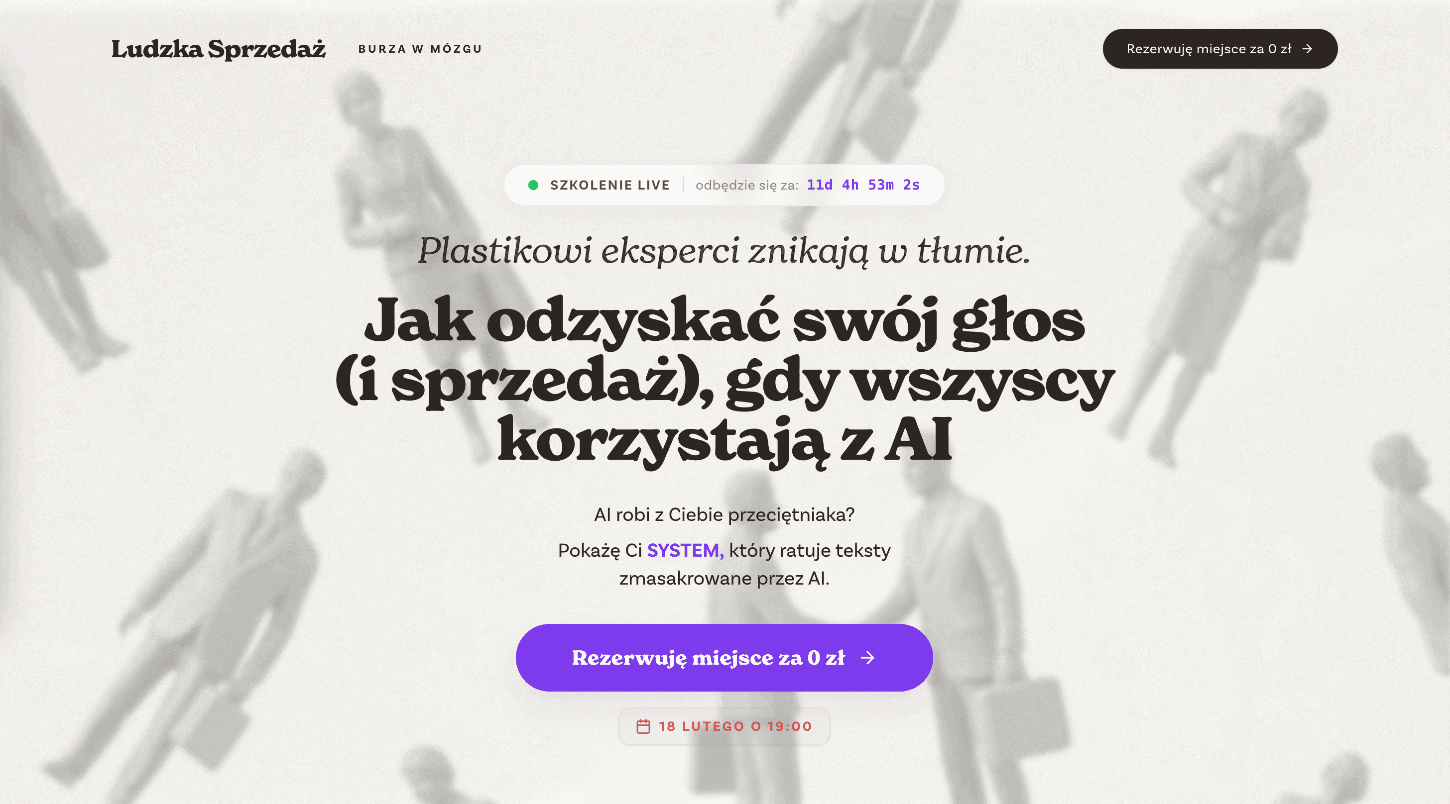 Podgląd profesjonalnej strony webinarowej opublikowanej w sieci
